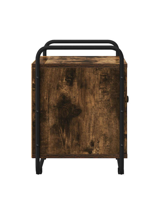 Wooden Bedside Table With Black Metal Legs 35x36.5x50cm