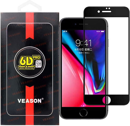 Displayschutzfolie 6D Pro Veason Glas iPhone 7 8 SE 2020 / SE 2022 Schwarze