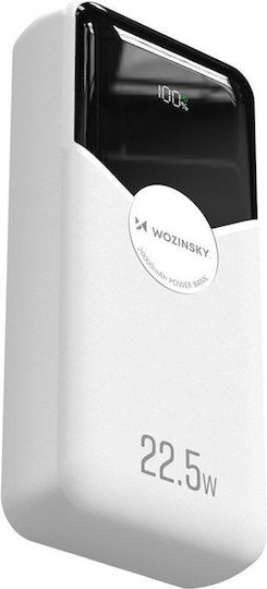 Wozinsky Power Bank 20000mAh 22.5W with USB-A Port and USB-C Port Power Delivery / Quick Charge White