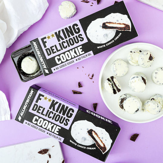 AllNutrition Μπισκότα Πρωτεΐνης με Επικάλυψη & Γέμιση White Chocolate & Cream Χωρίς Ζάχαρη 128gr