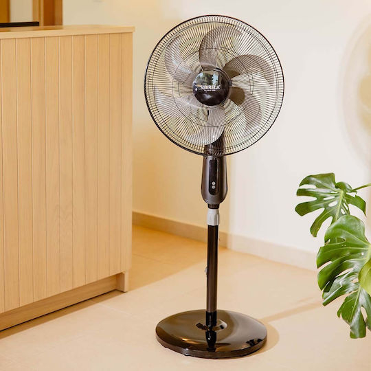 Sidirela Ανεμιστήρας Ορθοστάτης 80W Διαμέτρου 46cm Μαύρος