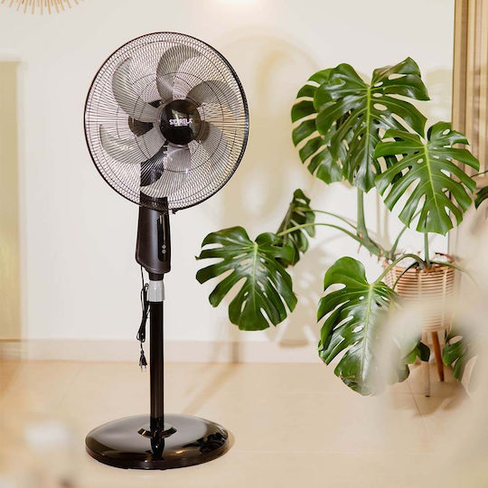 Sidirela Ανεμιστήρας Ορθοστάτης 80W Διαμέτρου 46cm Μαύρος