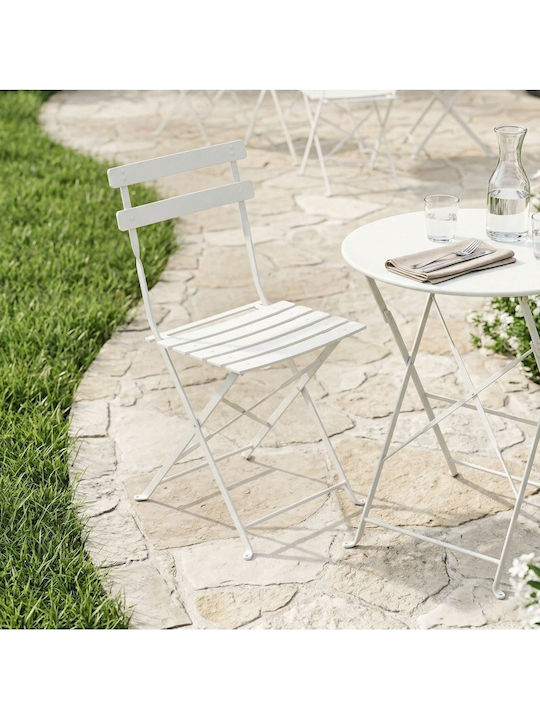 Outdoor Chair Metallic Bistro White 2pcs 42x46x82cm