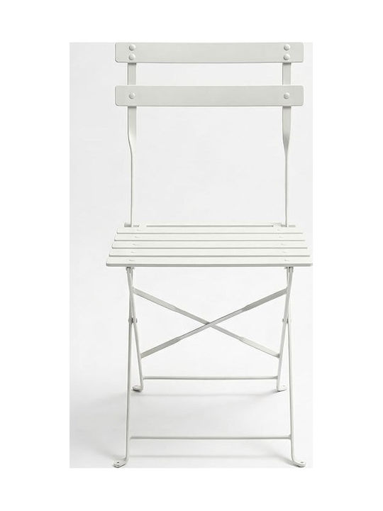 Outdoor Chair Metallic Bistro White 2pcs 42x46x82cm