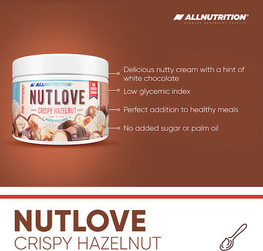 AllNutrition Întindere de Pâine Nutlove Crispy Hazelnut fără Zahăr Adăugat 500gr