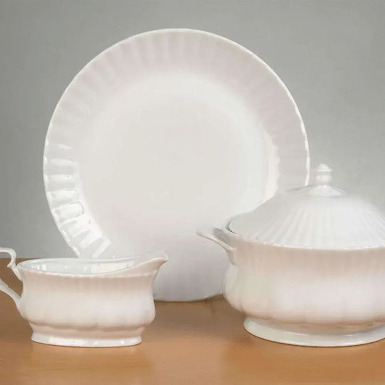 Cryspo Trio Ivona White Ceramic Dinnerware Set 40pcs