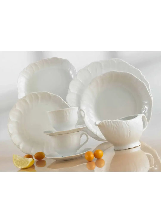 Cryspo Trio Jasmine White Porcelain Dinnerware Set 40pcs