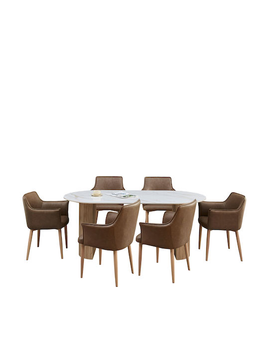 Set Mobila Living Mellow Cu 6 Scaune 180x90cm