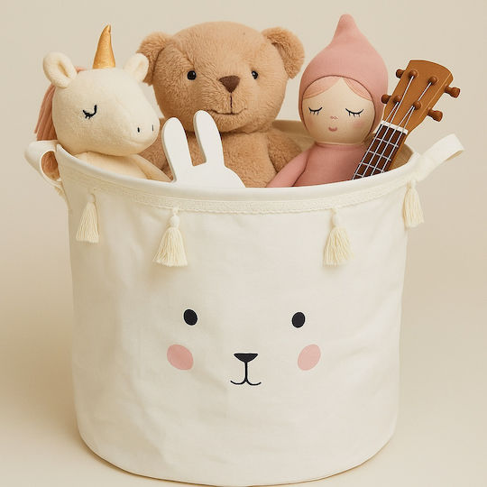 Jabadabado Children's Storage Basket made of Fabric Bunny White 40x40cm 1pcs