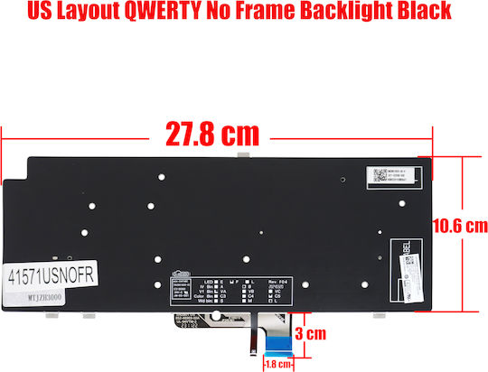 Laptop Keyboard Dell Latitude 14 7450 P175g P176g Latitude 16 7650 0trn4t Trn4t Pk1390r2b00 Sg-b8410-xua Sn2b01b20 Pk1390r3b00 US No Frame Black Code 41571usnofr