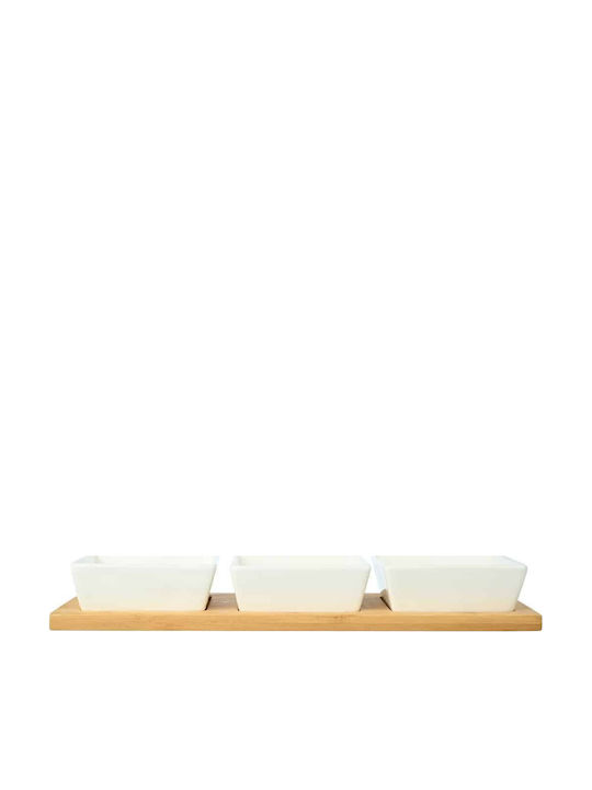 Estia Bamboo Essentials Glas Dessert Turm Ständer mit Basis Weiße 4Stücke