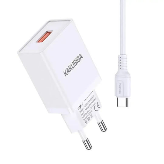 Kakusiga Încărcător cu Port USB-A și Cablu USB-C Albς (KSC-931/WHITE/TC)