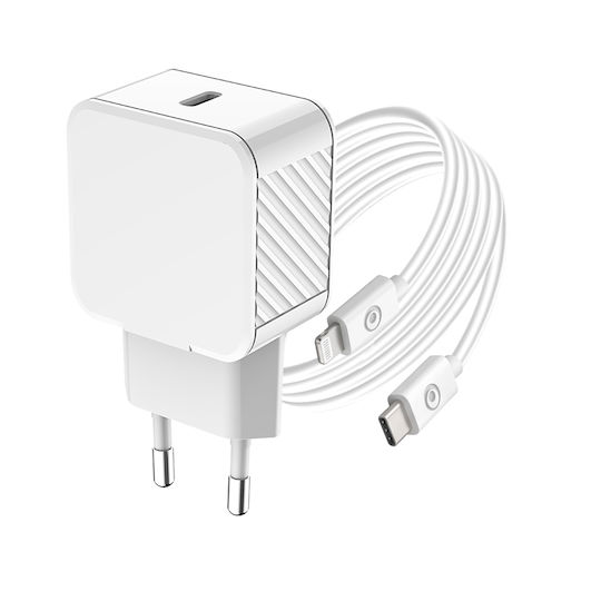 BigBen Connected Φορτιστής με Θύρα USB-C και Καλώδιο USB-C - Lightning 20W Power Delivery Λευκός