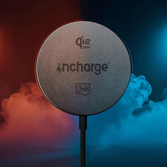 3MK Wireless Charger Qi2 25W Black (incharge Align for Apple)