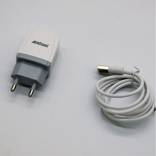 Andowl Charger with 2 USB-A Ports and Cable micro USB Blacks (CX-20)