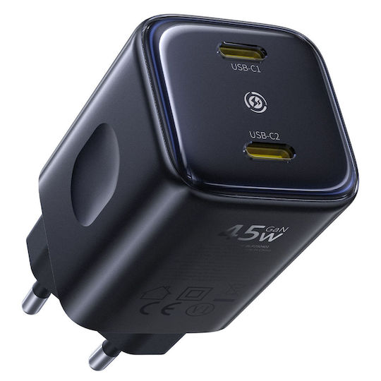 Baseus Baseus Kabeloser 2 USB-C Ausgangsanschlüsse 45W Schwarz