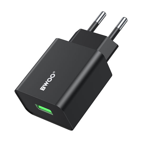 BWOO Ladegerät ohne Kabel mit USB-A Anschluss 12W Schwarzs (CDA249)