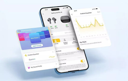 Earfun Air Pro 4i In-ear Bluetooth Handsfree Ακουστικά με Θήκη Φόρτισης Λευκά