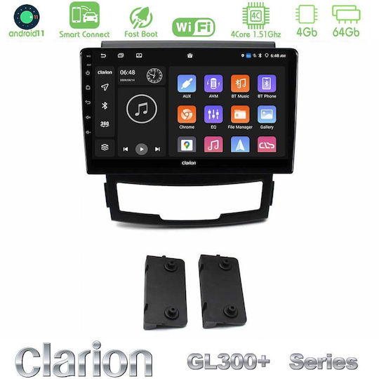 Clarion Auto-Audiosystem für Ssangyong Korando 2010-2014 (Bluetooth/USB/AUX/WiFi/GPS/Apple-Carplay/Android-Auto) mit Touchscreen 9"