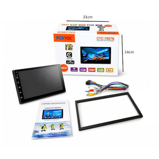 PerVoi Автомобилна Аудио Система 2 DIN (Bluetooth/USB/Wi-Fi/GPS/Apple CarPlay/Android Auto) с Touch Screen 7"