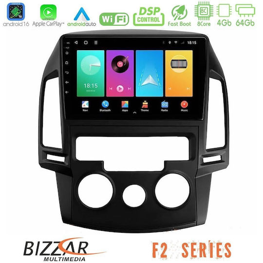Bizzar Car Audio System for Hyundai i30 2007-2012 with A/C (Bluetooth/USB/WiFi/GPS/Apple CarPlay/Android Auto) with 9" Touch Screen