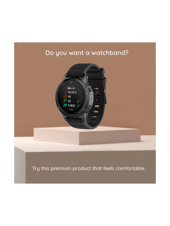 Techsuit Watchband Quickfit 26mm W058 Garmin Fenix 3/3 Hr 5x 5x Plus 6x 6x Pro 7x 7x Pro Solar Black