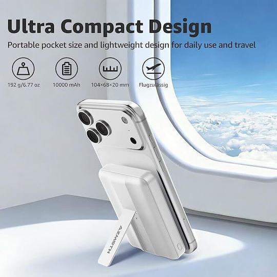 ET-W1P MagSafe Power Bank 10000mAh 15W With USB-A Output Port And 2 USB-C Output Ports White