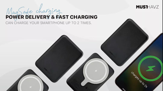 Musthavz MHPWRMP5A4BLK MagSafe Power Bank 5000mAh Power Delivery Μαύρο
