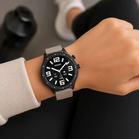 Oozoo Q00330 45mm Smartwatch with Heart Rate Monitor (Black/Beige)