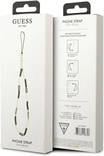 Guess Phone Strap Heishi Beads Wrist Strap for Mobile Black