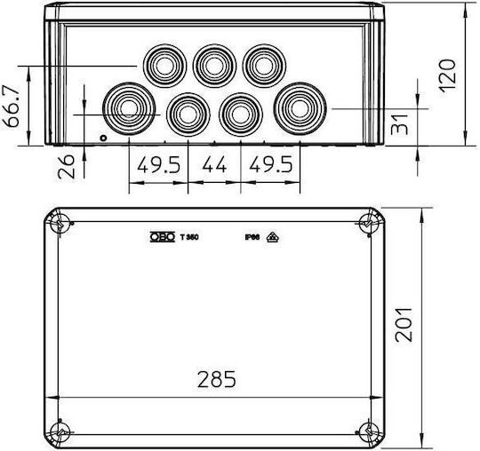 Bettermann Surface Mounted Electrical Box Branching Watertight IP66 in Gray Color
