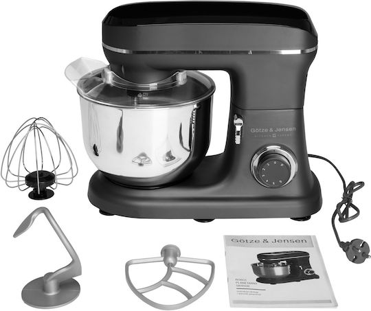 Götze&Jensen Küchenmaschine 1500W mit Rostfreiem Schüssel 6lt Graues