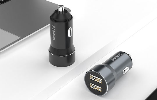 Foneng C08 Car Charger 2.4A with Ports: 2xUSB Black Color