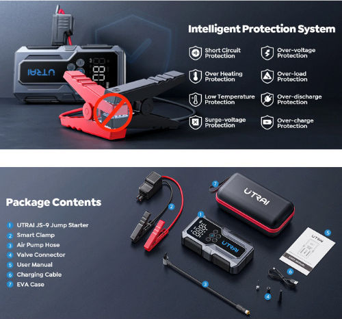 Utrai JS-9 Tragbar Auto-Starthilfe 8000mAh mit Power Bank,Powerbank / USB / Pumpe