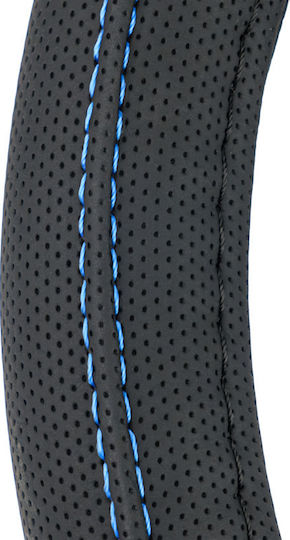 Cartech Husă Volan Auto cu Diametru 38cm Sintetic Negru cu Cusătură Neagră