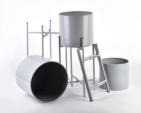 Lumarko Vaze Pentru Plante Metalice Gri Cu Suport 23x23x20cm 3 Bucăți