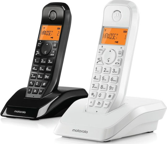 Motorola S1202 Ασύρματο Τηλέφωνο Duo Μαύρο / Λευκό