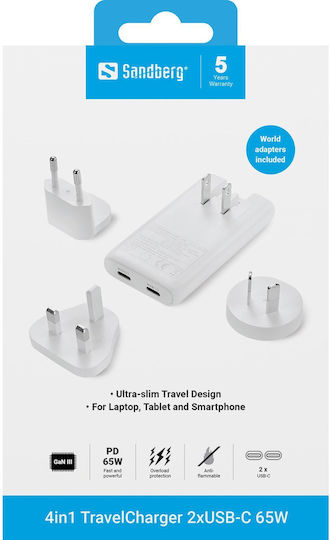 Sandberg Universal Socket Adapter from Universal to Universal with 2 USB Outlets