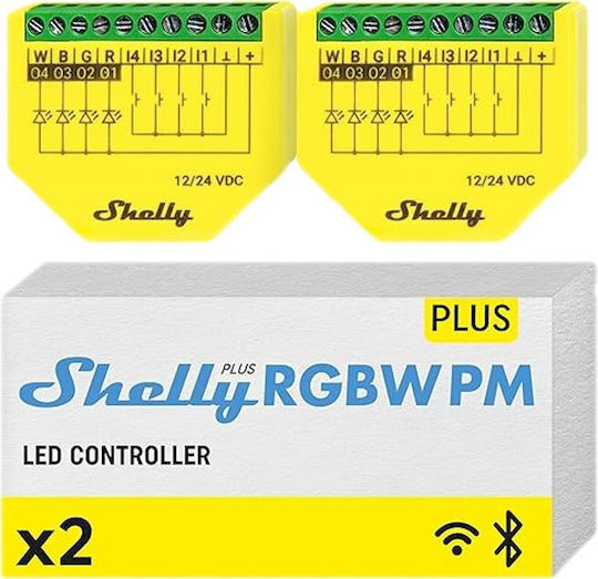 Shelly Plus Rgbw Comutator Inteligent Wi-Fi & Bluetooth 10A 2 Bucăți