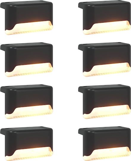 vidaXL Set Of 8 Solar Lights Warm White With Photocell 8x4x4.5cm