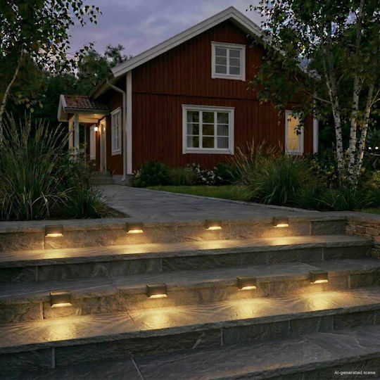 vidaXL Set Of 8 Solar Lights Warm White With Photocell 8x4x4.5cm