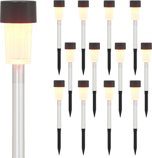 vidaXL Set 12 Solar Road Lights Warm White With Photocell
