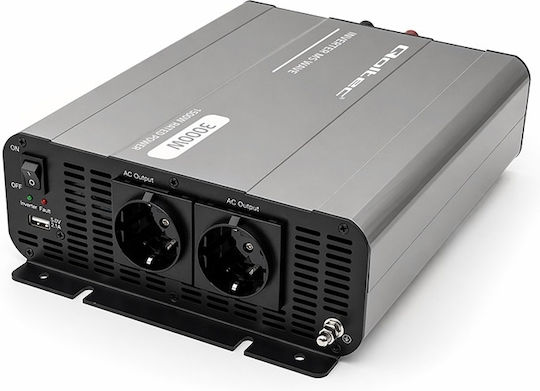 Qoltec Μετατροπέας Τάσης Ms Wave 12v 230v 1500/3000w Usb Συμβατός Lifepo4 Gel Agm