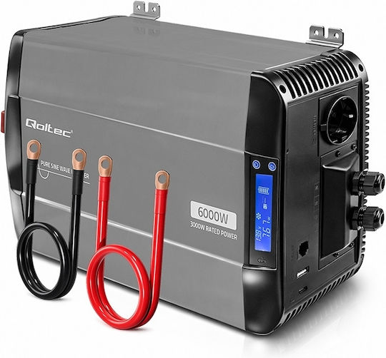 Qoltec Inverter Αυτοκινήτου Καθαρού Ημιτόνου 2000W για Μετατροπή 12V DC σε 230V AC