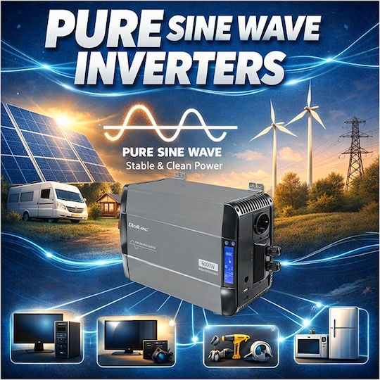Qoltec Inverter Αυτοκινήτου Καθαρού Ημιτόνου 2000W για Μετατροπή 12V DC σε 230V AC