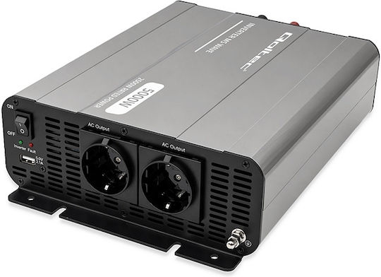 Qoltec Μετατροπέας Τάσης Ms Wave 12v 230v 2500/5000w Usb Συμβατός Lifepo4 Gel Agm
