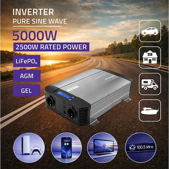 Qoltec Inverter Αυτοκινήτου Καθαρού Ημιτόνου 1500W για Μετατροπή 12V DC σε 230V AC