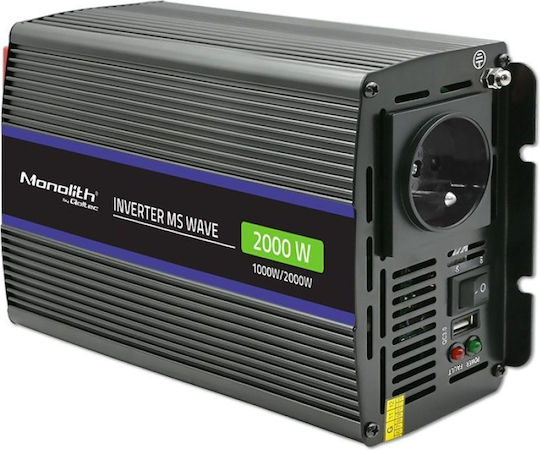Qoltec Inverter Αυτοκινήτου Τροποποιημένου Ημιτόνου 2000W για Μετατροπή 12V DC σε 230V AC