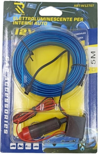 Flexible LED Interior Car Lighting Strip 12v 5m 1pc USB W14677-1 Blue