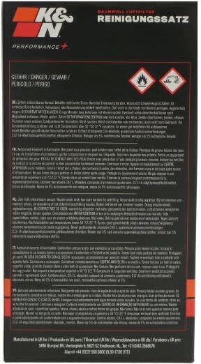 K&N Filterpflege Service Kit Aerosol Reinigungs- & Schmiermittel-Set für Luftfilter Motorräder 355ml